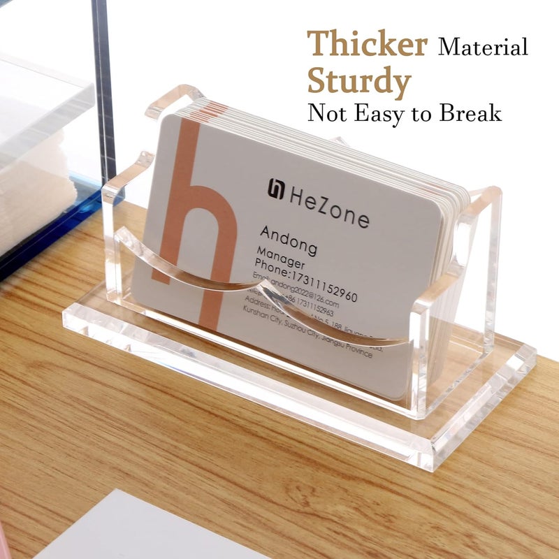 HeZone Business Card Holder for Desk Display, Clear Acrylic Cards Organizer Stand for Men and Women, Business Cards Case Rack 1 Pack, Holds 50 Cards-1 Slot - Image 2