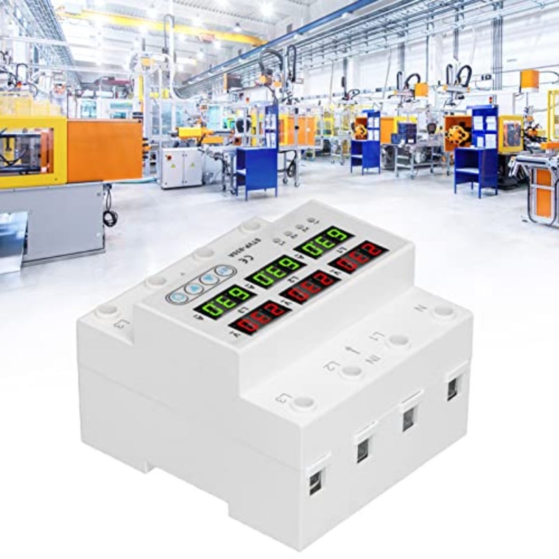 Over and Under Voltage Protector, 3 Phase AC220 380V Digital Display Voltage Amps Current Protector, Self Recovery Automatic Recovery Voltage Protector Relay 63A - Image 2