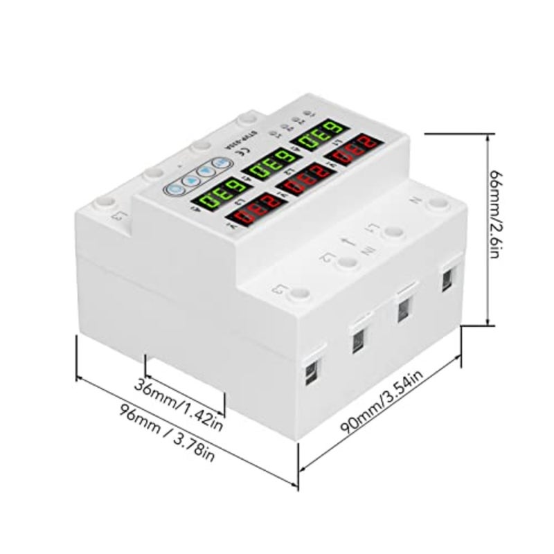 Over and Under Voltage Protector, 3 Phase AC220 380V Digital Display Voltage Amps Current Protector, Self Recovery Automatic Recovery Voltage Protector Relay 63A - Image 3