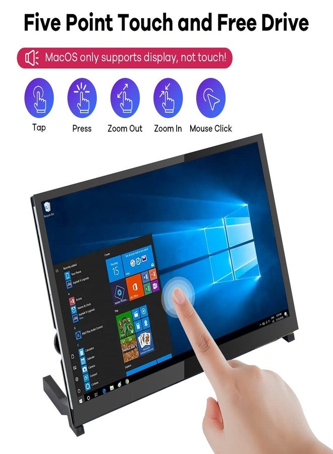 Hosyond شاشة Hosyond IPS LCD تعمل باللمس السعوي مقاس 10.1 بوصة، مزودة بمنفذ HDMI، شاشة محمولة بدقة 1024×600، مكبرات صوت مزدوجة مدمجة، متوافقة مع Raspberry Pi 4 و3 و2 Zero B+ وModel B وXbox وPS4 وWindows 7/8/10 - Image 2
