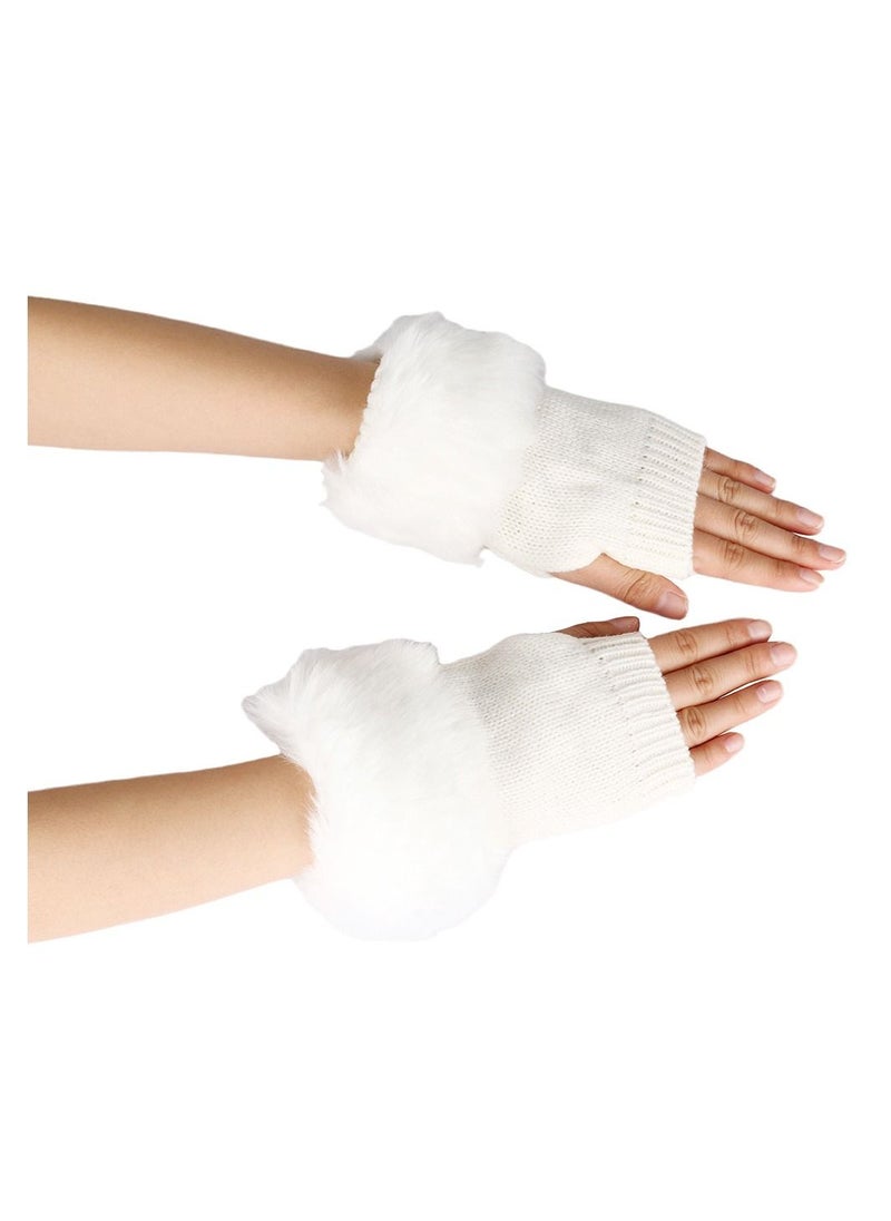 Loquat Fingerless Cotton Polyester Plush Gloves Sleeves 