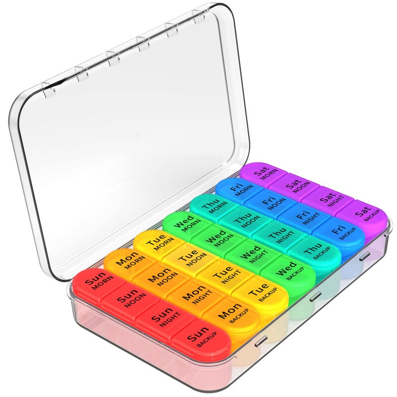 Daviky Weekly Pill Organizer 4 Times a Day, Pill Box 7 Day, Medicine Organizer Portable for Travel with Removable Individual Pill Case Pill Container to Hold Daily Vitamin, Supplement and Medication - Image 1
