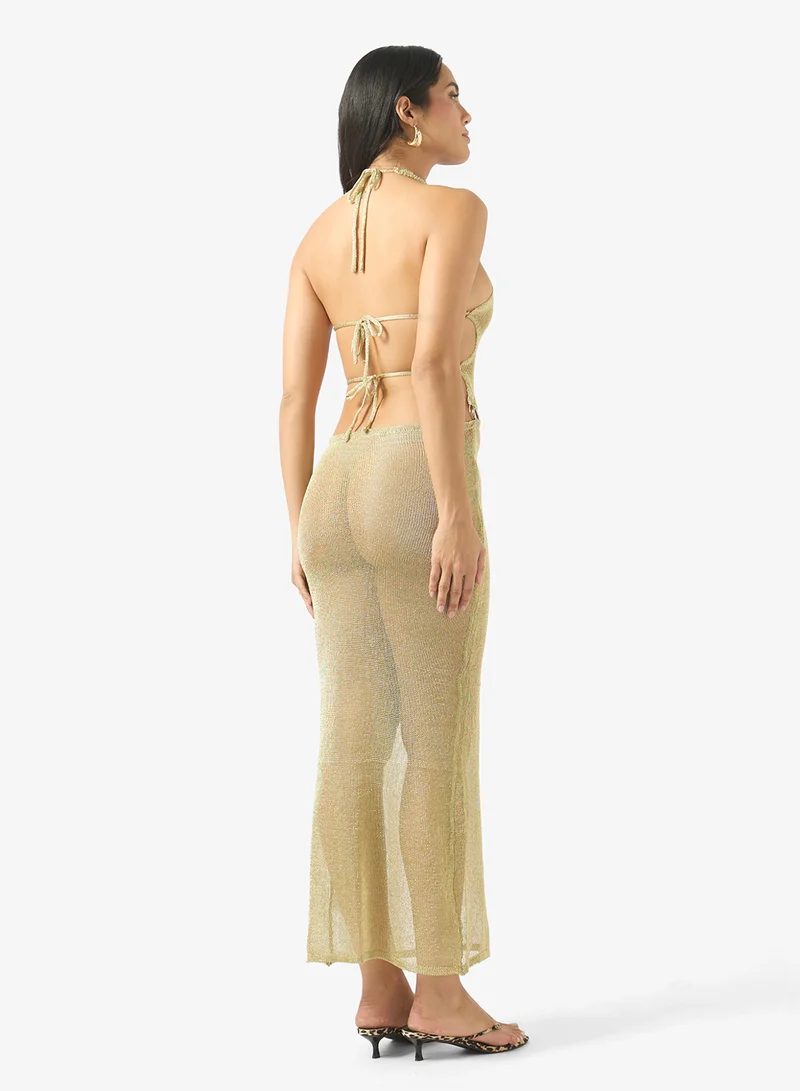 Soleira Sheer Beach Dress With Waist Cut Out