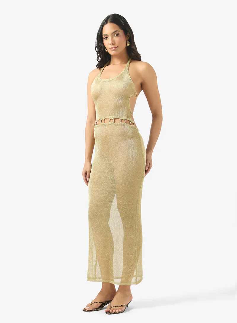 Soleira Sheer Beach Dress With Waist Cut Out