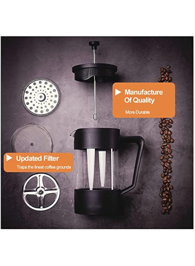 Arabest French Press Coffee Maker,Tea Kettle 1 Liter Insulated Piston Tea Pot Cafetiere Coffee Cup with Filter Stainless Steel Borosilicate Glass Coffee Press Durable Heat Resistant（1000ML，34OZ） - Image 4