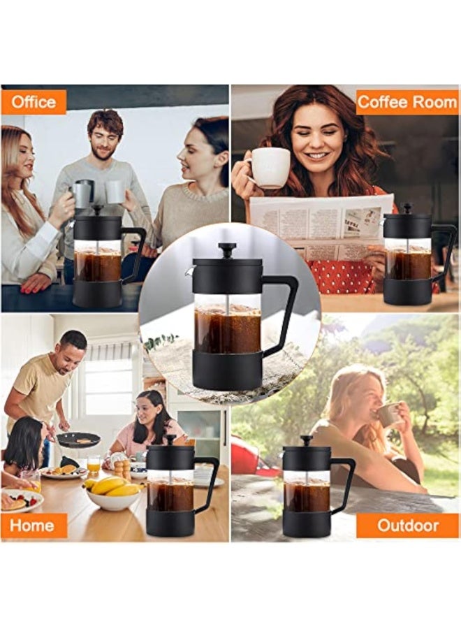 Arabest French Press Coffee Maker,Tea Kettle 1 Liter Insulated Piston Tea Pot Cafetiere Coffee Cup with Filter Stainless Steel Borosilicate Glass Coffee Press Durable Heat Resistant（1000ML，34OZ） - Image 2