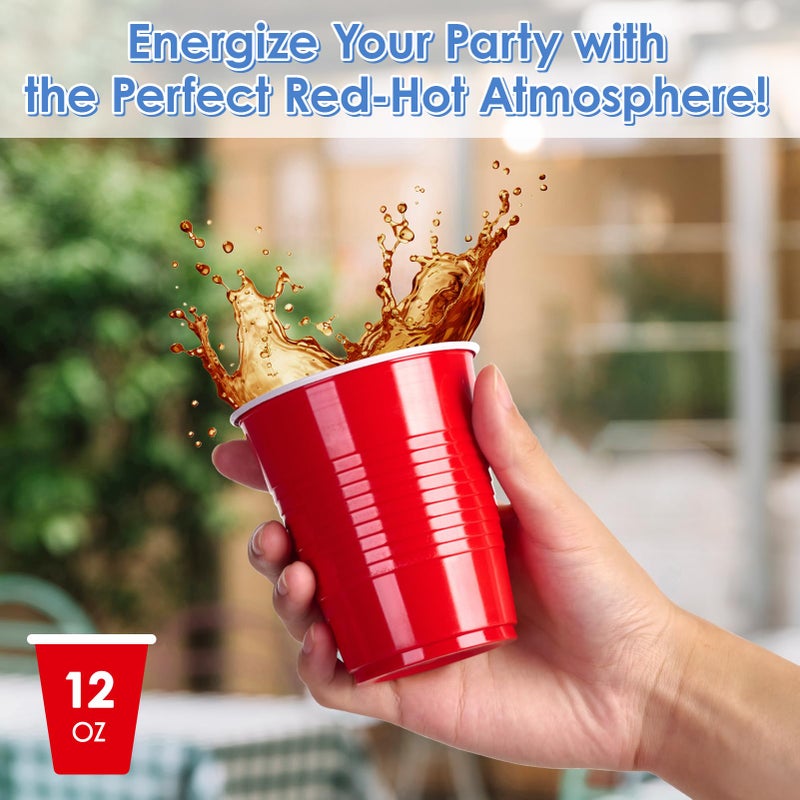 Lilymicky 240 Pack 12 oz Disposable Plastic Cups  Red Party Plastic Cups for Parties  Picnics and BBQ - Image 2