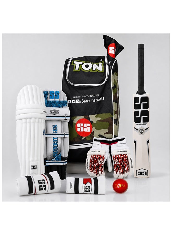 SS Cricket Kit Full Size with Bat, Pads, Gloves, Thigh Guard, Elbow Guard, Ball & Bag – Complete Adult Cricket Set - Image 1