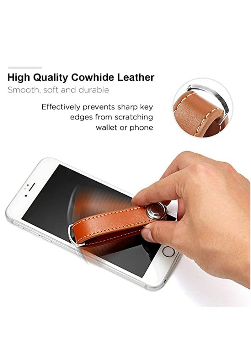 Excefore Smart Key Organizer Compact Key Holder Leather Keychain Folding Pocket Key Holder Chain - Image 2