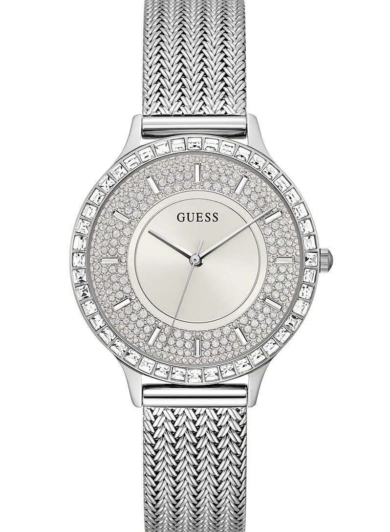 GUESS Dress Watch for Women, Quartz Movement, Analog Display, Silver Stainless Steel Strap-GW0402L1 - Image 1
