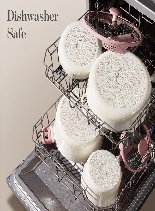 كاروت مقلاة كاروت غير لاصقة من السيراميك، مقاس 8 و10 بوصات، مثالية لقلي البيض وتحضير العجة، صحية وخالية من مركبات PFOA/PFAS، متوافقة مع المواقد الحثية، آمنة للغسل في غسالة الأطباق، وتتضمن ملعقة سيليكون، لون وردي - Image 5