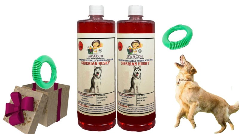 swacch Shampoo | Puppy Safe Shampoo | PH Balanced | Siberian Husky Dog Shampoo 1 Litre Pack of 2 Jasmine + | O PVC Ring Rubber Chew Toy | Teething Chew Toy I Dental Teething I Durable I Combo Pack - Image 1