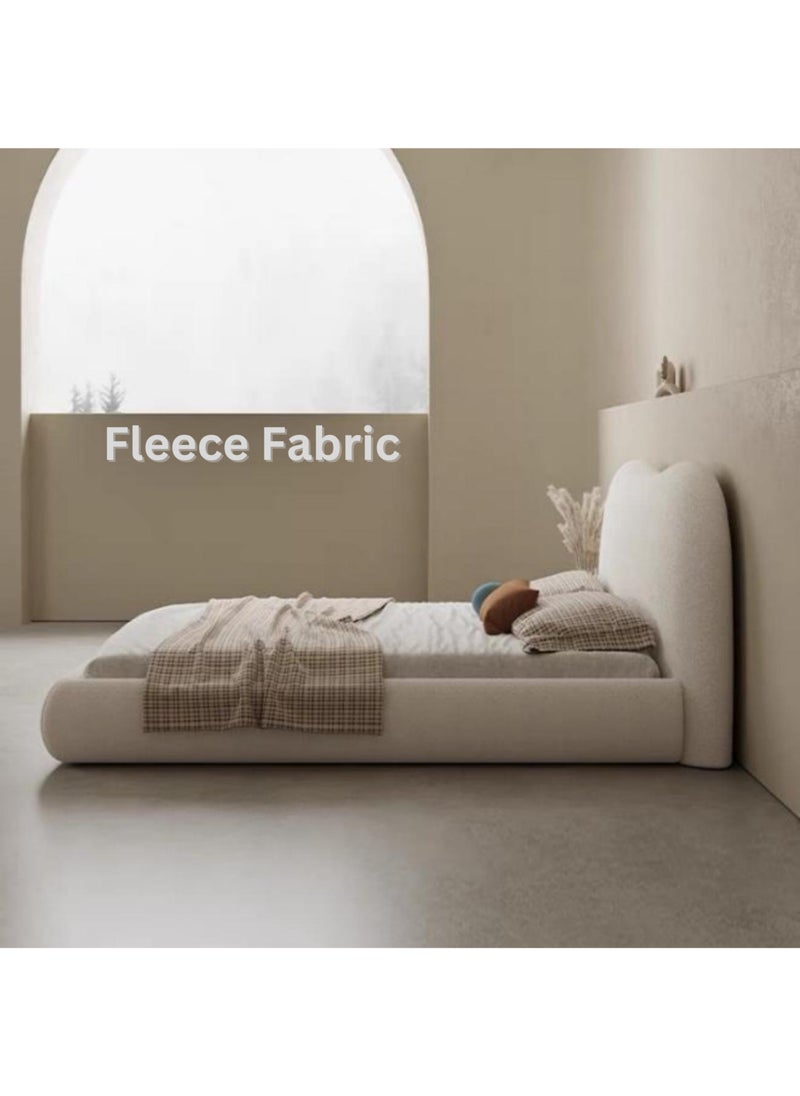 KARNAK Karnak Moana Light Luxury Modern Bed Frame - Tandy Fleece Fabric for Bedroom Size 160X200Cm  - Image 4