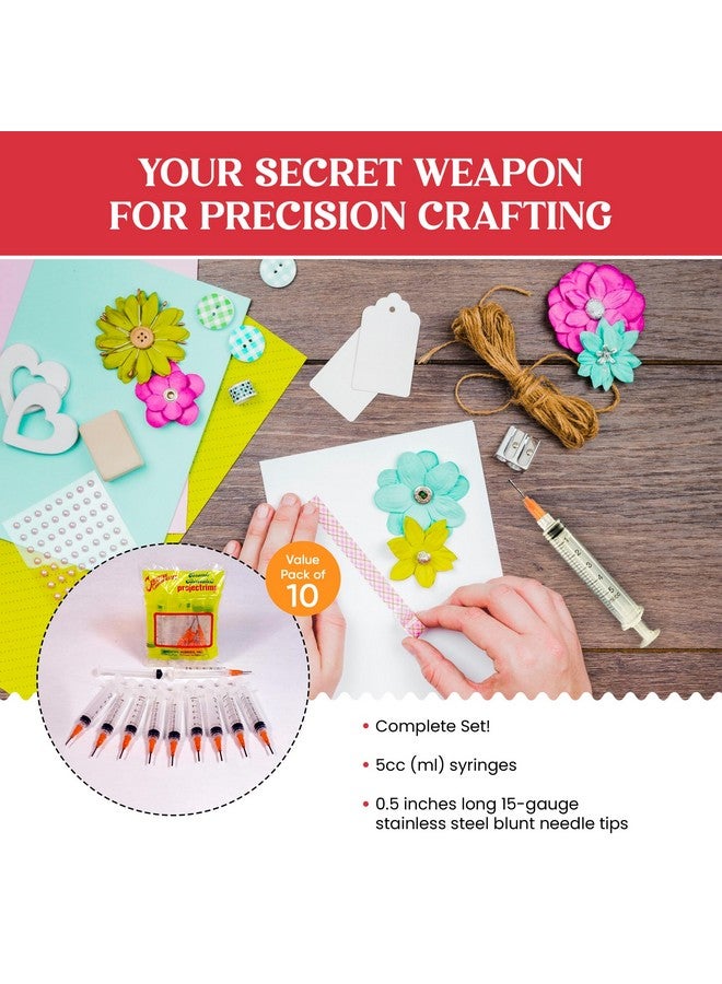 كرييتف هوبيز محقنة وضع الغراء Creative Hobbies® لأحجار الراين المسطحة والحرف اليدوية، 5 مل مع طرف دقيق برتقالي مقاس 15 - عبوة اقتصادية من 10 قطع - Image 3