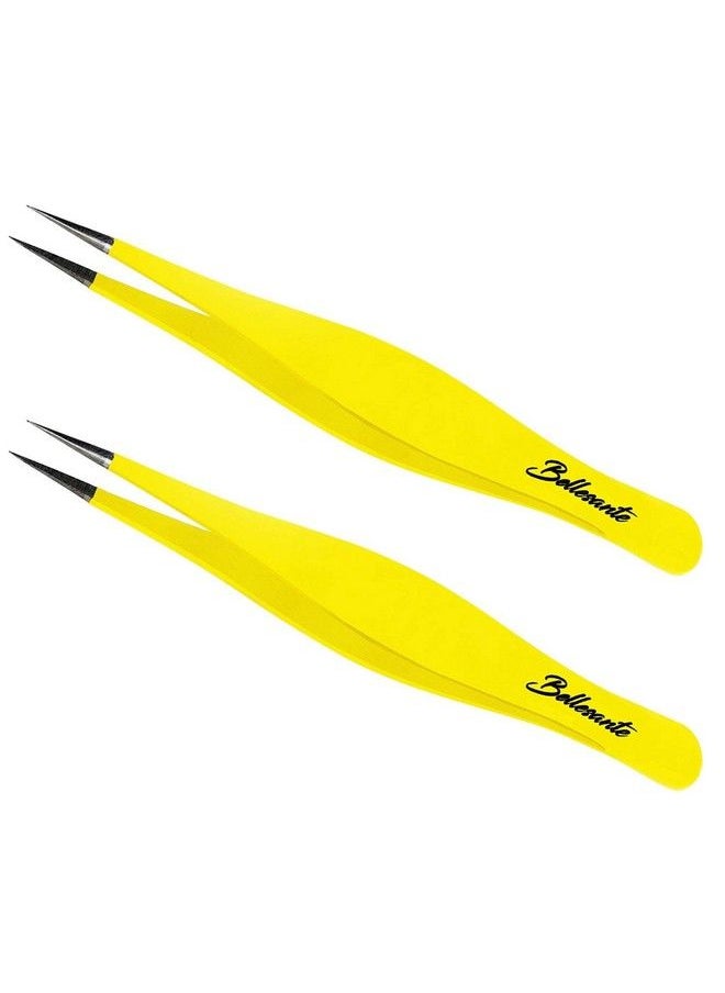 Bellesante 2 Pcs Precision Surgical Grade Tweezers Best Stainless Steel Sharp Tweezers For Ingrown Hair Extraction Precise Eyebrow Facial And Body Hair Grooming Splinter & Tick Needle Nose  - Image 1