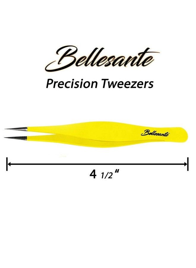 Bellesante 2 Pcs Precision Surgical Grade Tweezers Best Stainless Steel Sharp Tweezers For Ingrown Hair Extraction Precise Eyebrow Facial And Body Hair Grooming Splinter & Tick Needle Nose  - Image 3