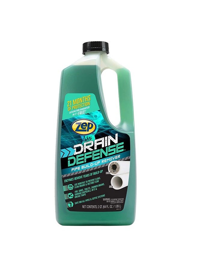 Zep Drain Defense Pipe Build Up Remover Green 64 oz ZLDC648 - Image 1
