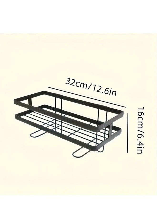 Bathroom Organizers 1-Tier Over Toilet Storage Floating Shelves with 3 Hooks , Wall Mounted Shelf Furniture, Cool Accessories & Decor, Gifts for Women, Mothers Day (Black)