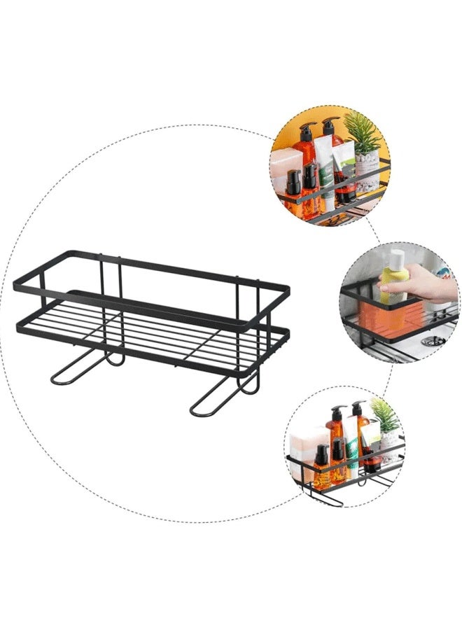 Bathroom Organizers 1-Tier Over Toilet Storage Floating Shelves with 3 Hooks , Wall Mounted Shelf Furniture, Cool Accessories & Decor, Gifts for Women, Mothers Day (Black)