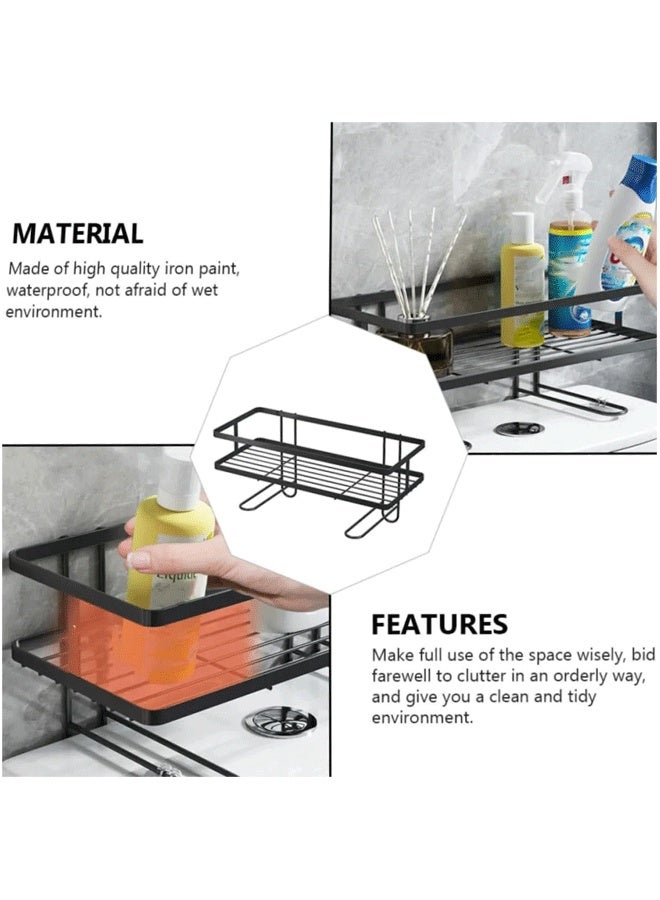 Bathroom Organizers 1-Tier Over Toilet Storage Floating Shelves with 3 Hooks , Wall Mounted Shelf Furniture, Cool Accessories & Decor, Gifts for Women, Mothers Day (Black)