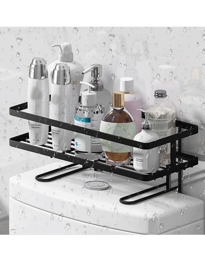 Bathroom Organizers 1-Tier Over Toilet Storage Floating Shelves with 3 Hooks , Wall Mounted Shelf Furniture, Cool Accessories & Decor, Gifts for Women, Mothers Day (Black)