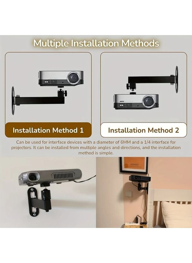 Black Single Arm 787inch Adjustable Projector Wall Mount Bracket 2kg Capacity - Image 4