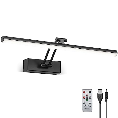 HOWMZON Wireless Picture Light, 16 inches, Battery Operated, Dimmable Black Metal LED Art Light for Wall Sconce - Image 1