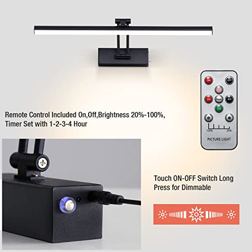 HOWMZON Wireless Picture Light, 16 inches, Battery Operated, Dimmable Black Metal LED Art Light for Wall Sconce - Image 5