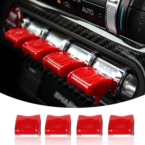 Bonbo Center Console Dashboard Control Button Cover Trim Interior Accessories for Ford Mustang 2015-2022(4 Pack, Red) - Image 1