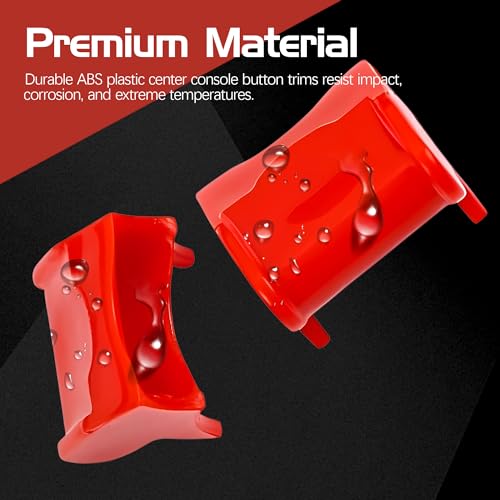 Bonbo Center Console Dashboard Control Button Cover Trim Interior Accessories for Ford Mustang 2015-2022(4 Pack, Red) - Image 4