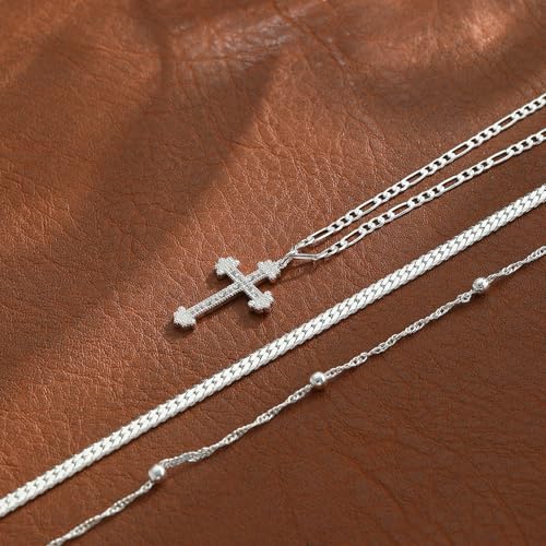 Amicon Cross Necklace for Women, Silver Plated Stacked Necklaces Dainty Cross Pendant Choker Simple Trendy Cute Cross Charm Diamond Necklace Faith Jewelry Religious Minimalist Gift - Image 4
