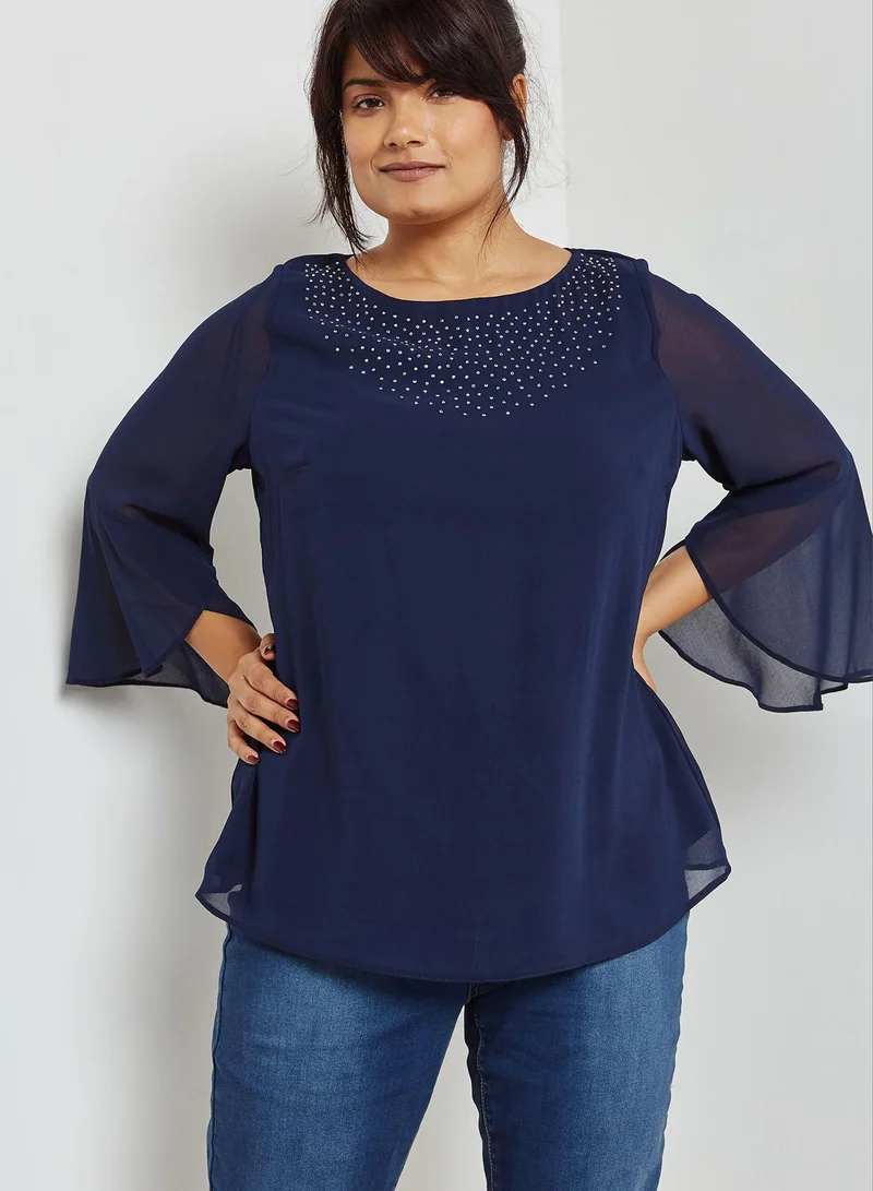 EVANS Studded Neck Top