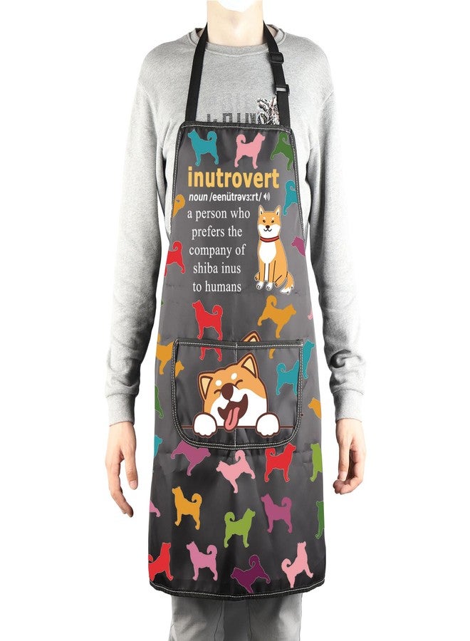 MBMSO Shiba Inus Apron Dog Lovers Gift Inutrovert Funny Shiba Inu Mom Gift for Dog Owner Grooming Apron for Shiba Inu Groomer (Shiba Inus Apron-b) - Image 4