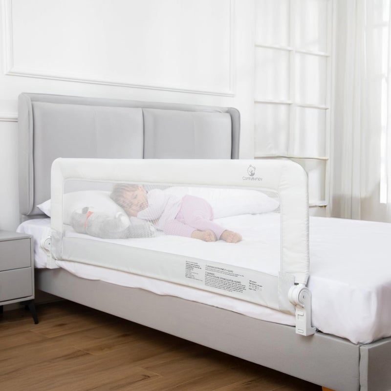 ComfyBumpy 1-Pack Bed Rail for Toddlers 55.5" L x 19.5" H | Toddler Bed Rails for Twin, Full, Queen & King Mattress Size | Swing Down Rail Guard | Mattress Side Rail for Kids | White - Image 1