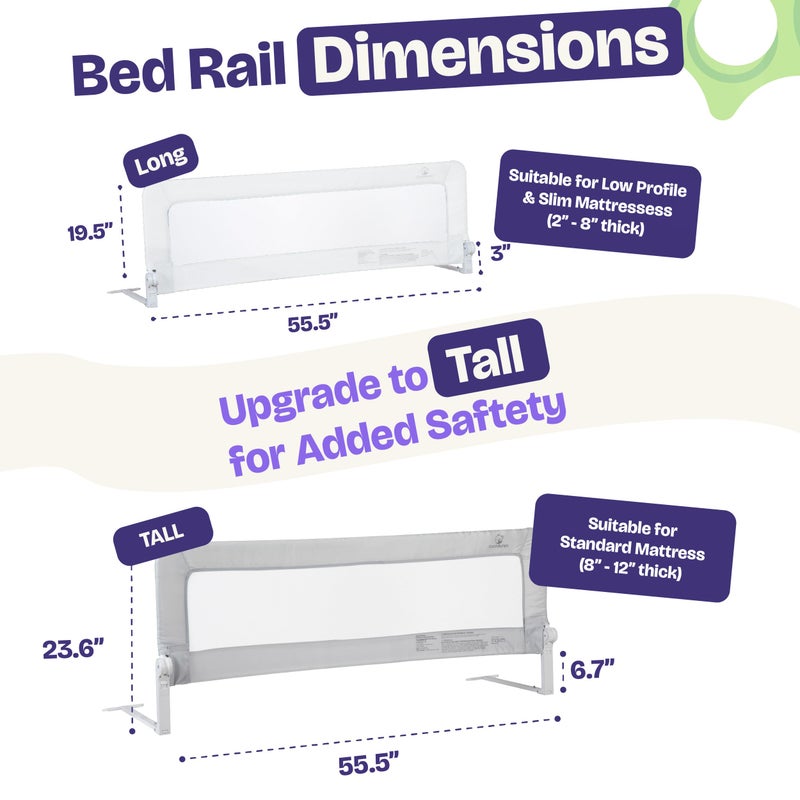 ComfyBumpy 1-Pack Bed Rail for Toddlers 55.5" L x 19.5" H | Toddler Bed Rails for Twin, Full, Queen & King Mattress Size | Swing Down Rail Guard | Mattress Side Rail for Kids | White - Image 2
