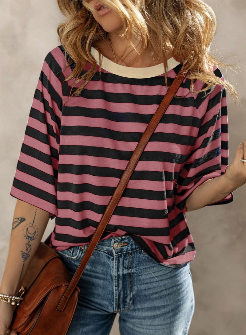 Dokotoo Womens Tops Summer Shirts for Women Dressy Casual Striped Fashion 2026 Spring Trendy Cute Crop Tops Oversized Tshirts Shirts Business Casual Ladies Tops and Blouses Cruise Outfits - Image 2