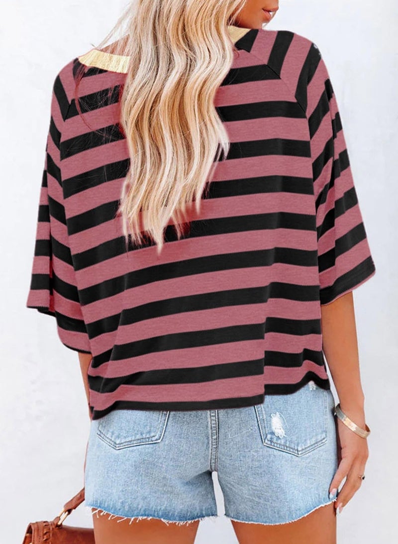 Dokotoo Womens Tops Summer Shirts for Women Dressy Casual Striped Fashion 2026 Spring Trendy Cute Crop Tops Oversized Tshirts Shirts Business Casual Ladies Tops and Blouses Cruise Outfits - Image 5