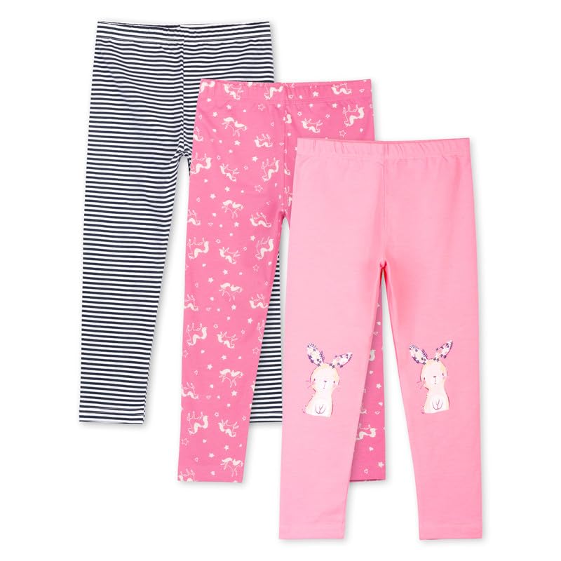 ARIEL Girls Cotton Printed Non-Transparent Regular Fit Ankle Length Leggings(AR-G-Leg-P3-78-(Pstr,Blackstr,Puni)_Multicolor_78 Years) - Image 3