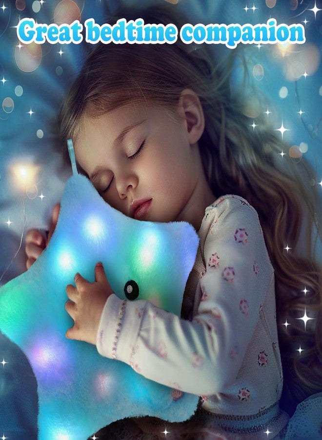 WEWILL 9'' LED Twinkle Star Soft Plush Pillow Toys Glowing Stuffed Star Light up Pillow Plush with Colorful Night Lights Birthday Gift for Toddler Kids(Blue) - Image 3
