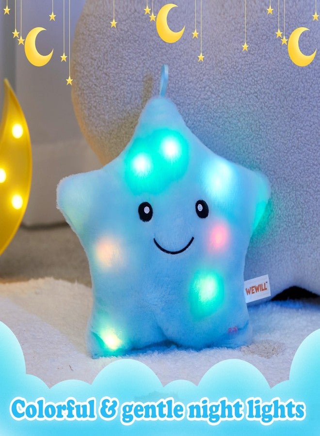 WEWILL 9'' LED Twinkle Star Soft Plush Pillow Toys Glowing Stuffed Star Light up Pillow Plush with Colorful Night Lights Birthday Gift for Toddler Kids(Blue) - Image 4