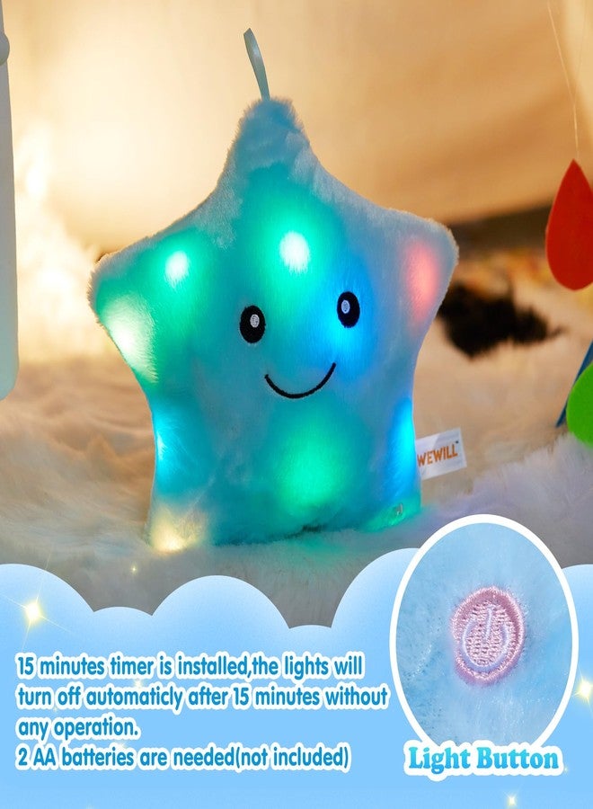 WEWILL 9'' LED Twinkle Star Soft Plush Pillow Toys Glowing Stuffed Star Light up Pillow Plush with Colorful Night Lights Birthday Gift for Toddler Kids(Blue) - Image 2