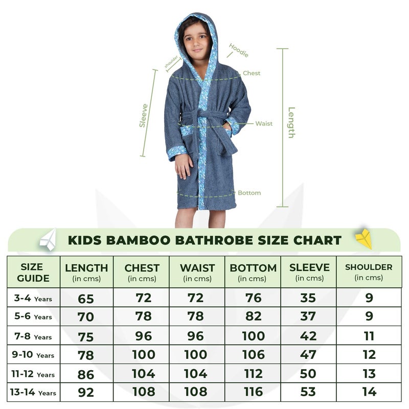 Rangoli Kids Bamboo Bathrobe - Ultra Soft, Hooded, Blue, Size 11-12 Years - Image 4