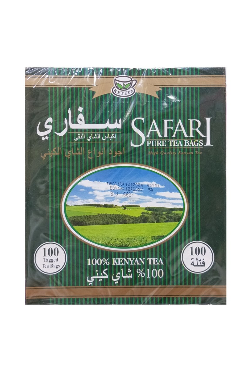 سفاري شاي أسود كيني نقي، 100 كيس شاي
