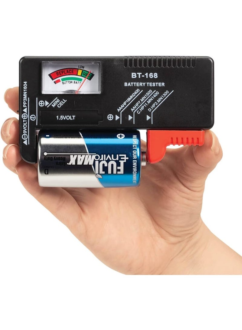 جهاز اختبار البطاريات الشامل لبطاريات AAA وAA وC وD و1.5 فولت و9 فولت وبطاريات الزر أداة فحص جهد محمولة للاستخدام المنزلي وفحص حالة البطارية - Image 3