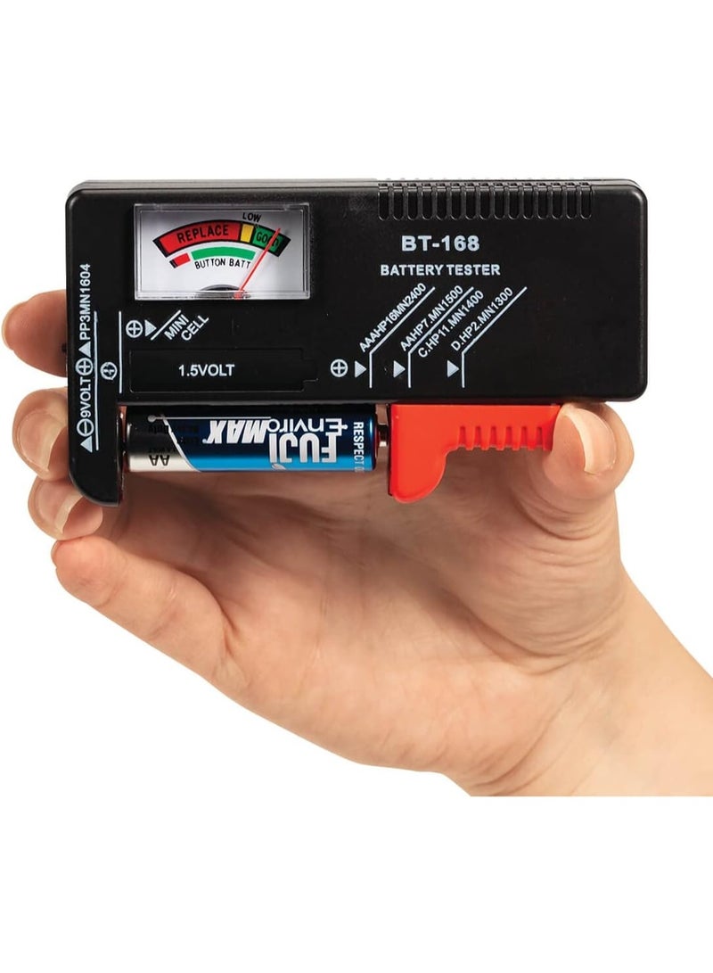 جهاز اختبار البطاريات الشامل لبطاريات AAA وAA وC وD و1.5 فولت و9 فولت وبطاريات الزر أداة فحص جهد محمولة للاستخدام المنزلي وفحص حالة البطارية - Image 1