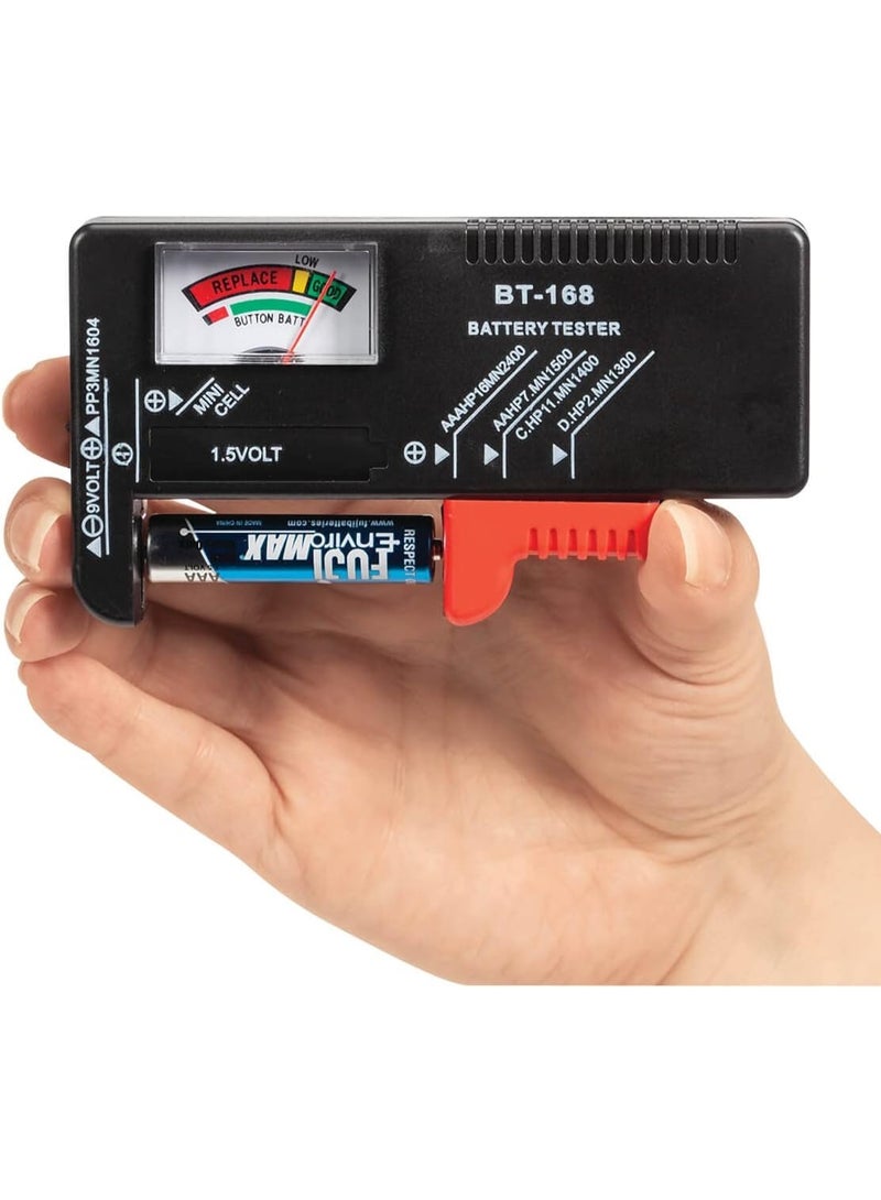 جهاز اختبار البطاريات الشامل لبطاريات AAA وAA وC وD و1.5 فولت و9 فولت وبطاريات الزر أداة فحص جهد محمولة للاستخدام المنزلي وفحص حالة البطارية - Image 4