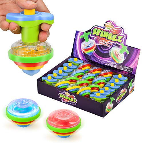 IPIDIPI TOYS Spineez Light Up Spinning Tops  12Pack LED Spinner Toys Easter Basket Stuffers for Kids Birthday Party Favors Goodie Bag Stuffers School Prizes for Boys  Girls  Blue - Image 1