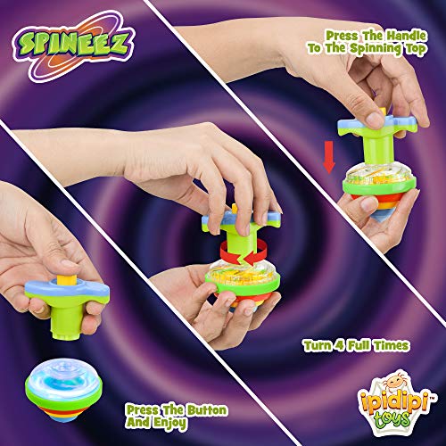 IPIDIPI TOYS Spineez Light Up Spinning Tops  12Pack LED Spinner Toys Easter Basket Stuffers for Kids Birthday Party Favors Goodie Bag Stuffers School Prizes for Boys  Girls  Blue - Image 5