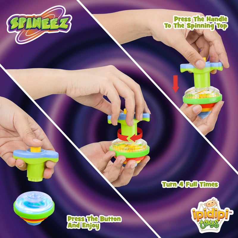 IPIDIPI TOYS Spineez Light Up Spinning Tops  12Pack LED Spinner Toys Easter Basket Stuffers for Kids Birthday Party Favors Goodie Bag Stuffers School Prizes for Boys  Girls  Blue - Image 3