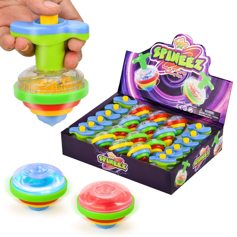 IPIDIPI TOYS Spineez Light Up Spinning Tops  12Pack LED Spinner Toys Easter Basket Stuffers for Kids Birthday Party Favors Goodie Bag Stuffers School Prizes for Boys  Girls  Blue - Image 2